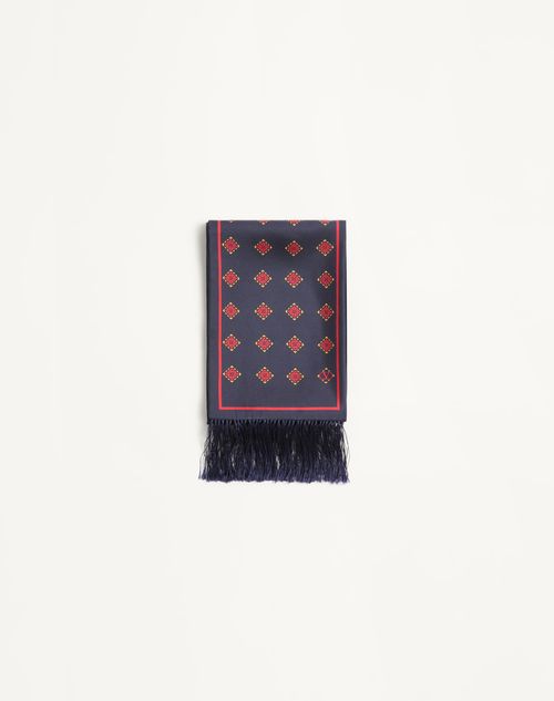 Valentino Garavani - Opticool Silk Bandeau Scarf With Fringe - Navy/yellow/red - Man - Soft Accessories