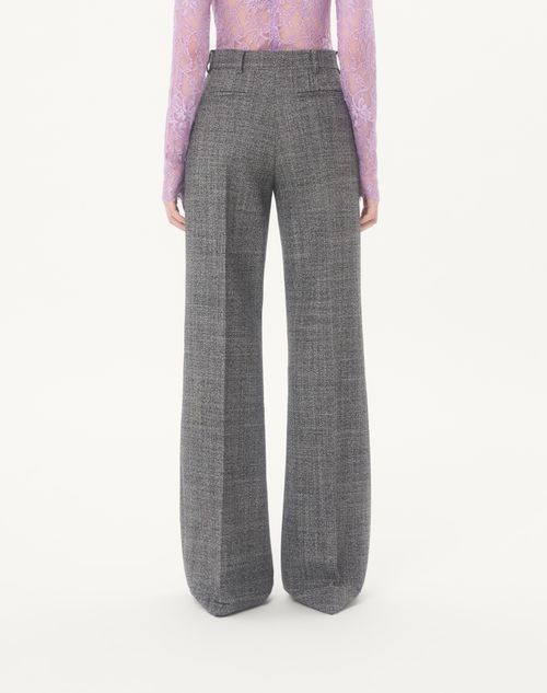 Valentino - Wool Mouliné Trousers - White/ Black - Woman - Pants And Shorts