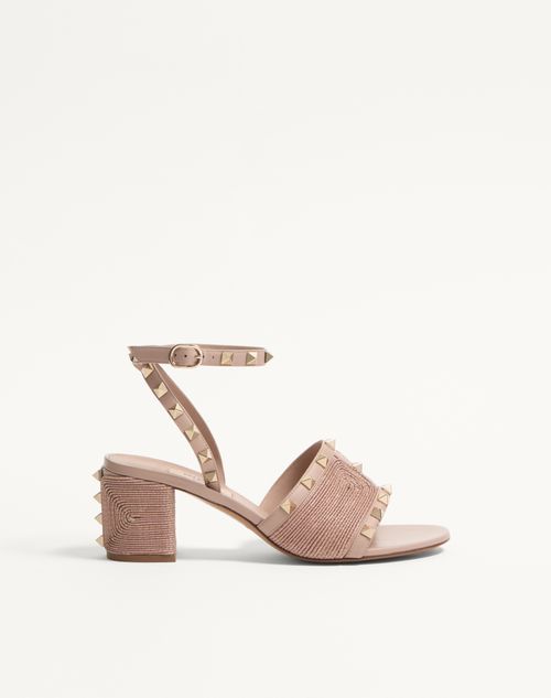 Valentino Garavani Rockstud Calfskin Sandal With Cornely Embroidery 60mm Woman Beige Rose 37.5