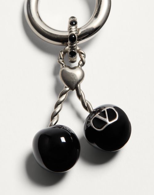 Valentino Garavani - Valentino Garavani Chez Valentino Single Earring In Metal And Enamel - Palladium - Man - Jewelry