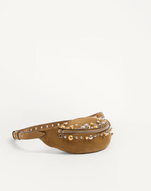 Valentino Garavani - Valentino Garavani Nellcôte Suede Belt Bag - Havana Beige - Woman - Belt Bags