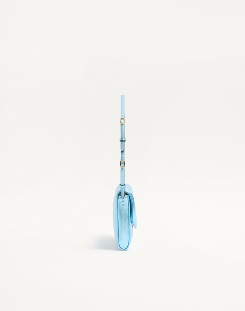 Valentino Garavani - Valentino Garavani Devain Small Shoulder Bag In Laminated Nappa Leather - Azure - Woman - Shoulder Bags