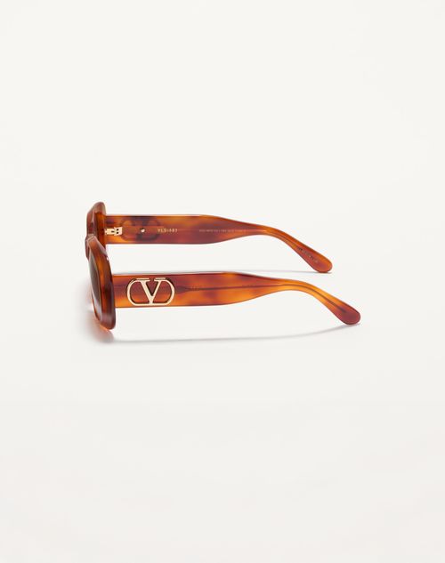 Valentino - Rectangular 70's Acetate Glasses - Beige/brown - Unisex - Eyewear