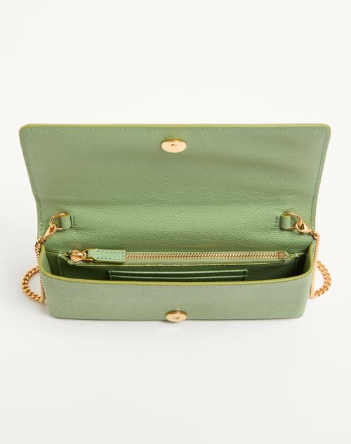 Valentino Garavani - Vlogo Signature Grainy Calfskin Wallet With Chain - Mint - Woman - Wallets And Small Leather Goods