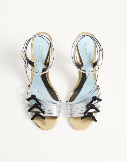 Valentino Garavani - Nodine Sandal In Laminated Nappa 100mm - Gold/silver - Woman - Sandals