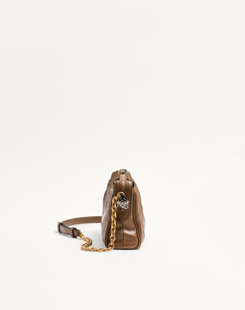 Valentino Garavani - Kleine Valentino Garavani Panthea Schultertasche Aus Nappaleder Mit Chevron-muster - Tundra - Frau - Schultertaschen