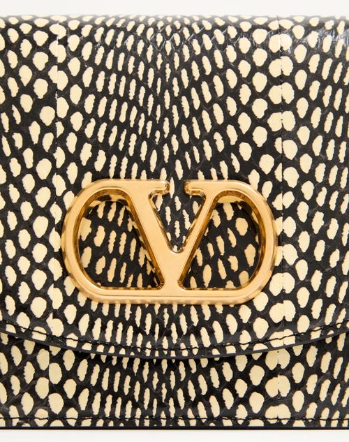 Valentino Garavani - Valentino Garavani Vain Elaphe Leather Shoulder Bag With Cobra Print - Ivory/black - Woman - Shoulder Bags