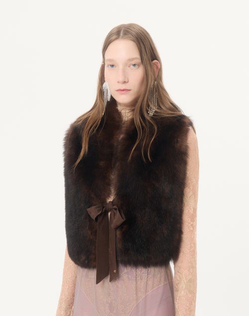 Valentino Garavani - Lamb Fur Scarf - Brown - Woman - Soft Accessories