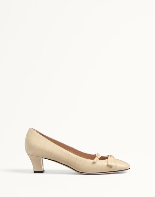 Shop Valentino Garavani Bowow Pump In Printed Calfskin 45mm Woman Ivory 42