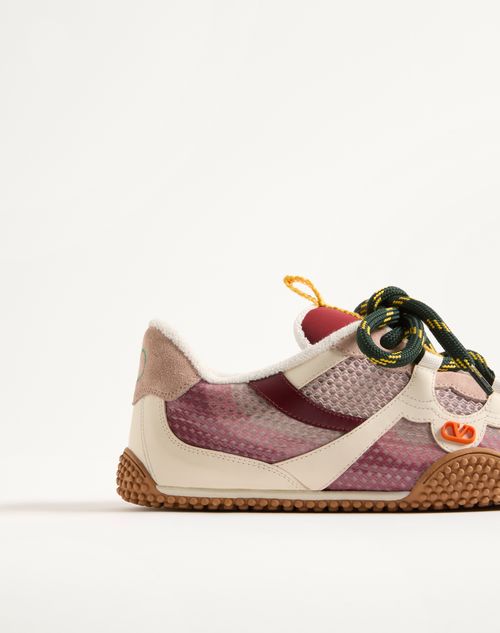 Valentino Garavani - Amphibia Trainer In Rubberised Calfskin And Calfskin - Pink - Woman - Sneakers