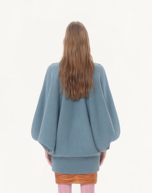 Valentino - Wollpullover Mit Spitze - Petrol/schwarz/rosa - Frau - Strickwaren