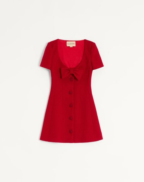 Valentino Short Dress In Plain Wool Tweed Woman Paris 38