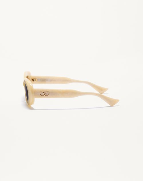 Valentino - Oval Acetate Eyewear - Ivory/brown - Woman - Eyewear