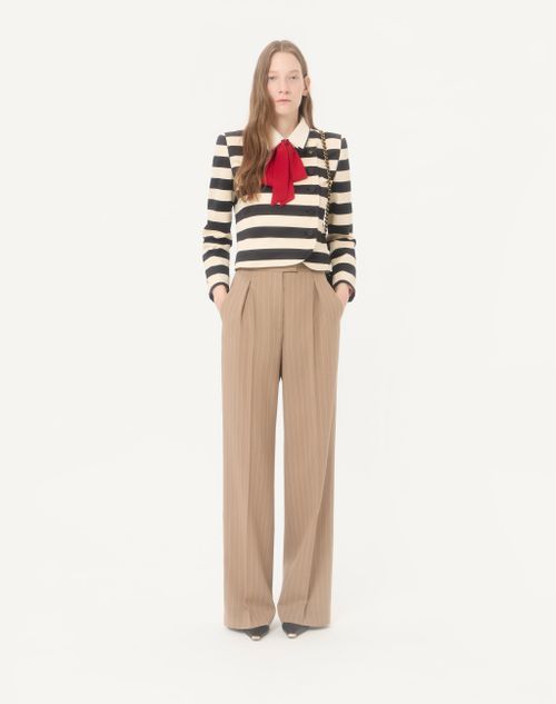 Valentino - Faded Pinstripe Trousers - Beige/ivory - Woman - Trousers And Shorts