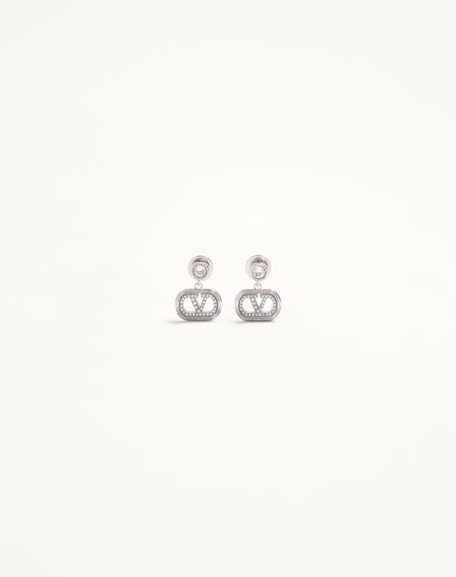 Valentino Embellished Ovalette Earrings In Metallic