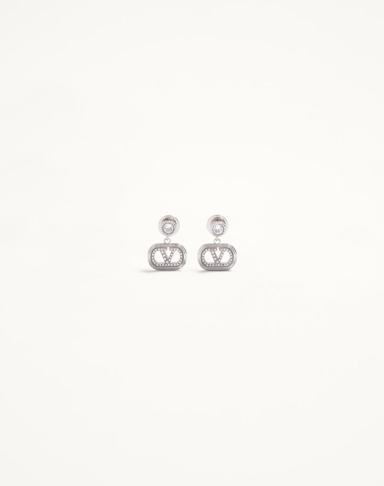 Valentino Garavani Women's Rhodium Ovalette Metal And Swarovski Crystal Earrings Woman Uni