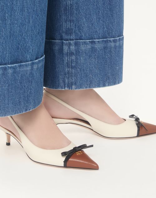 Valentino Garavani - Bepointy Slingback Pumps In Kidskin 45mm - Tobacco/ivory/black - Woman - Pumps