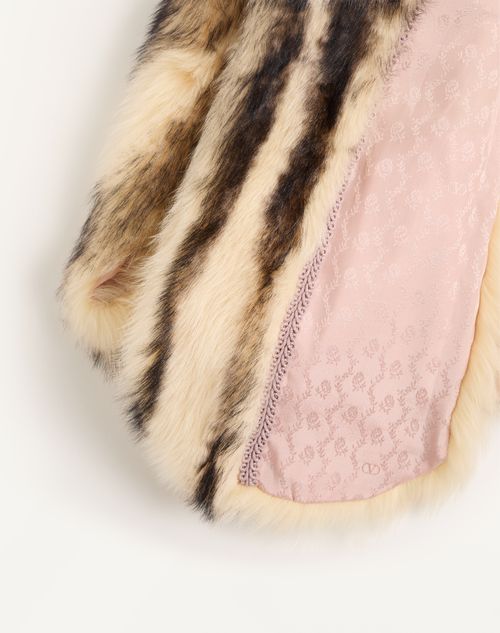 Valentino - Printed Shearling Caban Coat - Beige/brown - Woman - Coats And Outerwear