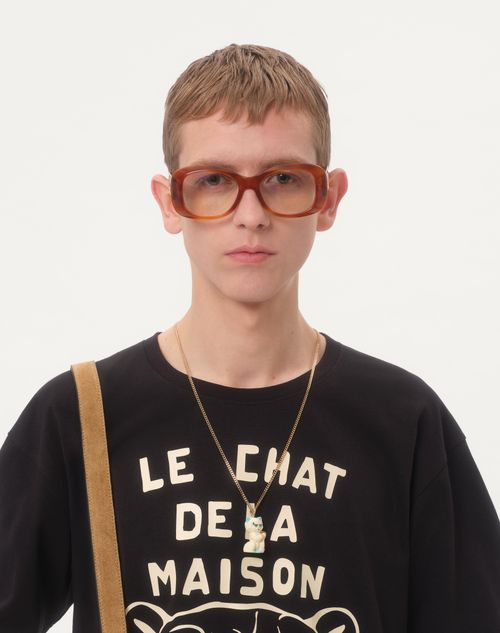 Valentino - Cotton T-shirt With Le Chat De La Maison Print - Black/butter - Man - T-shirts And Sweatshirts