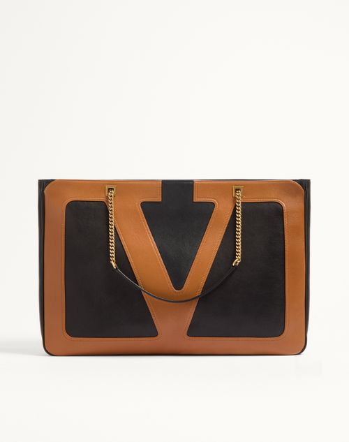Valentino Garavani Valentino Garavani Viva Superstar Large Nappa Leather Shopping Bag Woman Black/spice Onesize