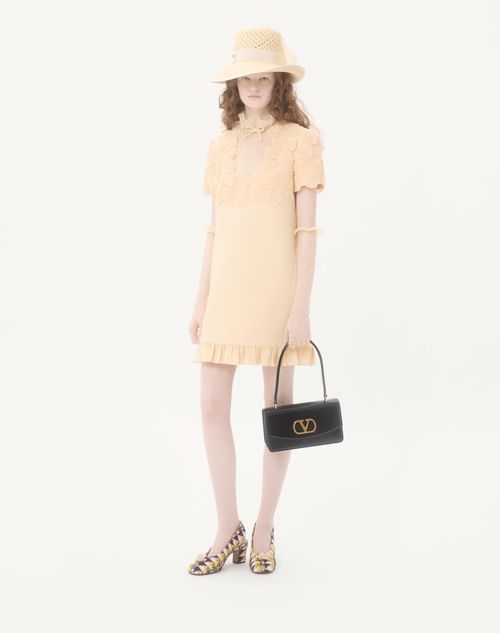 Valentino - Embroidered Crepe Couture Short Dress - Birch - Woman - Dresses