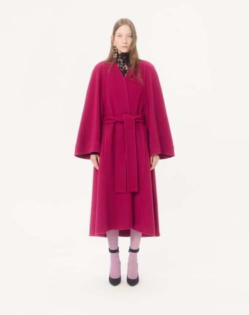 Valentino - Soft Drap Coat - Raspberry - Woman - Coats And Outerwear