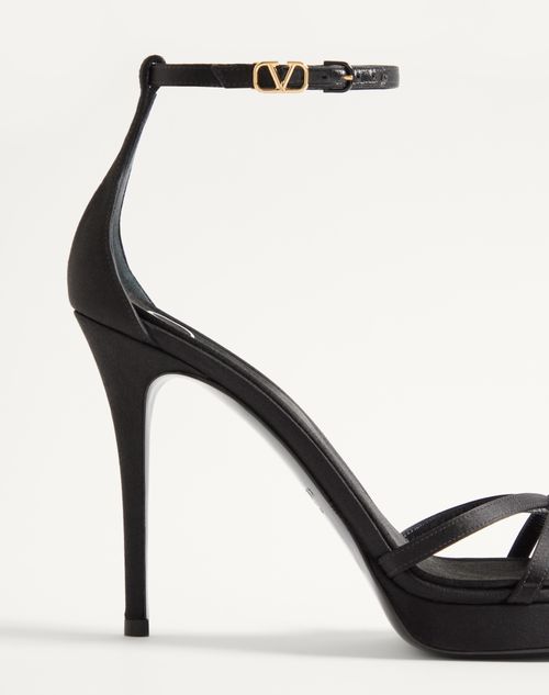 Valentino Garavani - Valentino Garavani Eveninglam Satin Platform Sandal 120mm - Black - Woman - Sandals