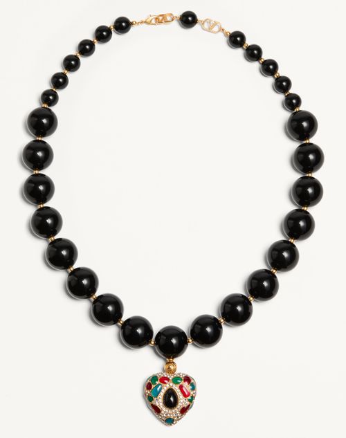 Valentino Garavani Coeur Royal Necklace In Metal Resin Enamel And Swarovski® Crystals Woman Multicol In Multicolour