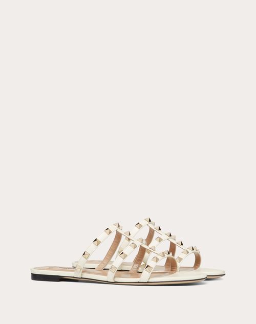 Valentino Garavani - Rockstud Flat Slide Sandal - Light Ivory - Woman - Shoes