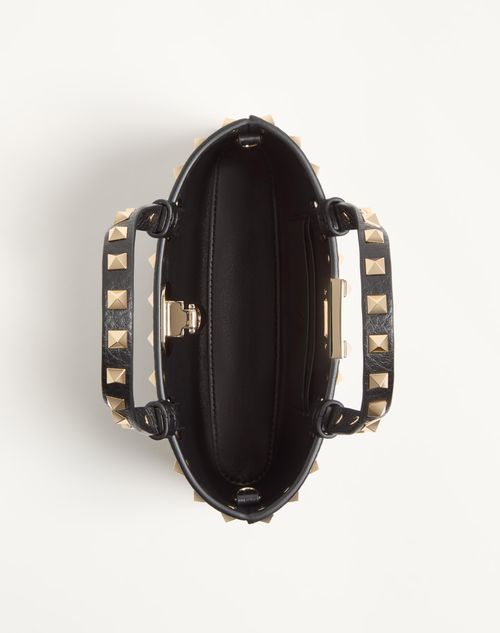 Valentino Garavani - Rockstud Mini Shopping Bag In Grainy Calfskin - Black - Woman - Clutches