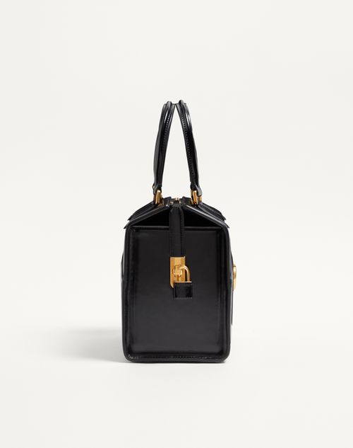 Valentino Garavani - Bolso Para Estuche De Bolos Valentino Garavani Vain De Cuero De Becerro Brilloso - Negro - Mujer - Bolsos Shopping