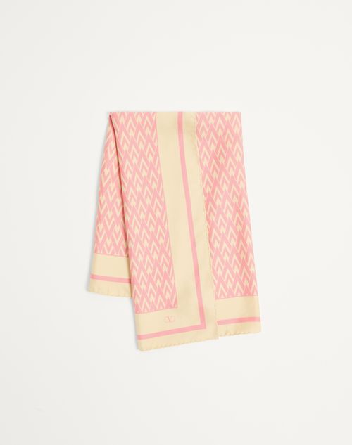 VALENTINO VALENTINO GARAVANI TOUTE LA V SILK SCARF WOMAN CREAM/PINK UNI