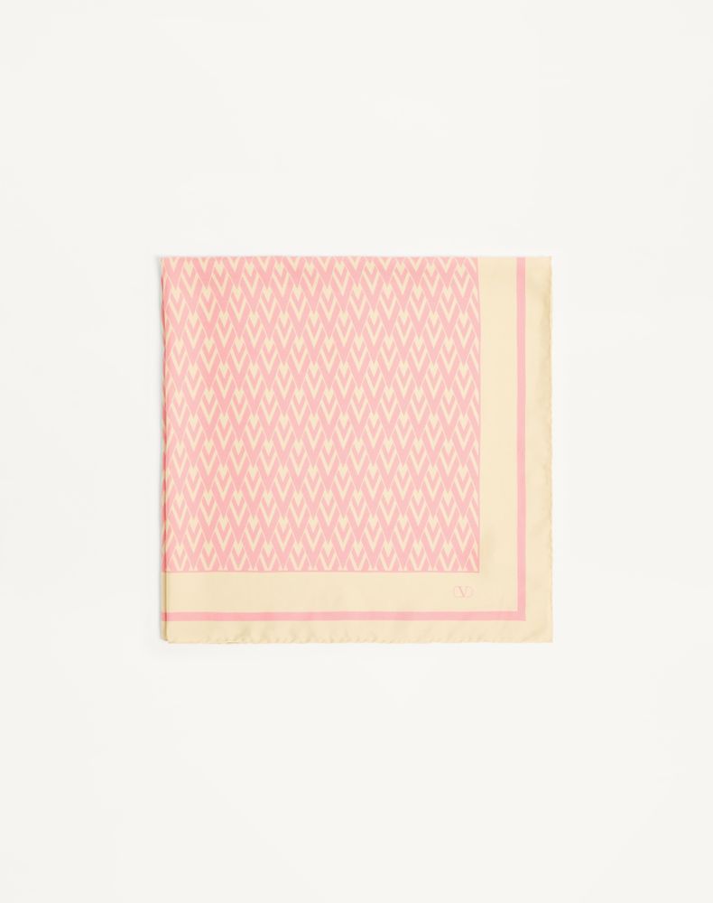 Valentino Garavani Women's Cream/Pink Toute La V Silk Scarf Woman Uni
