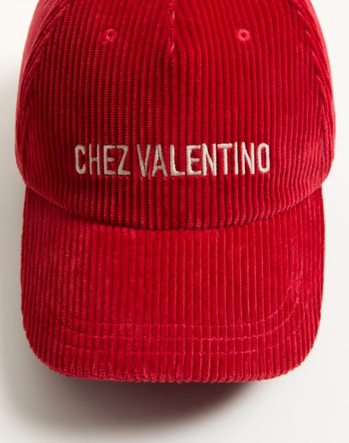 Valentino Garavani - Chez Valentino Velvet Baseball Cap With Embroidery - Pink/butter - Man - Hats And Gloves
