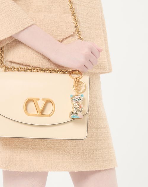 Valentino Garavani - Valentino Garavani Le Chat De La Maison Nylon Bag Charm With Key Ring - Antique Brass - Woman - Bag Charms And Keyrings