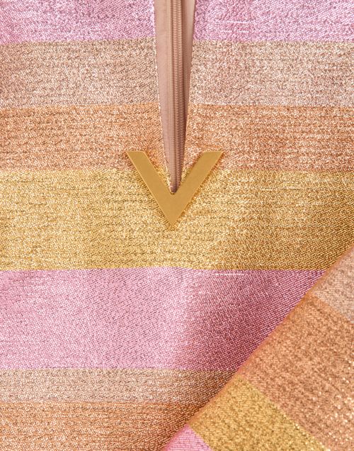 Valentino - Short Dress In Lurex Lumiere Nocturne Barré - Rose Gold - Woman - Dresses