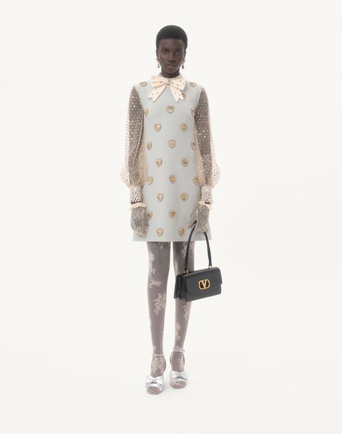 Valentino - Embroidered Crepe Couture Short Dress - Dirty Sage/silver - Woman - Dresses