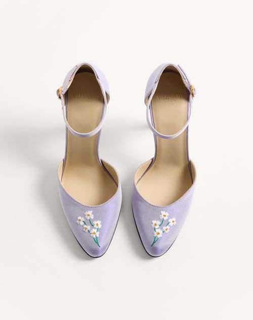 Valentino Garavani - Hi Dolly Fabric Pumps With Floral Embroidery 105mm - Ultra Violet - Woman - Pumps
