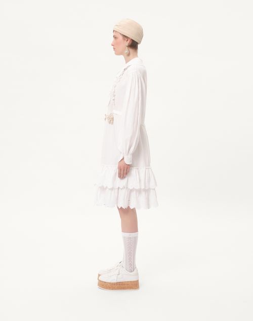 Valentino - Embroidered Cotton And Linen Dress - White - Woman - Dresses