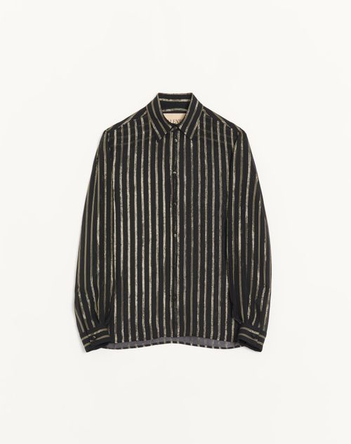 Valentino Valentino Silk Chiffon & Lurex Shirt Man Black/gold 38