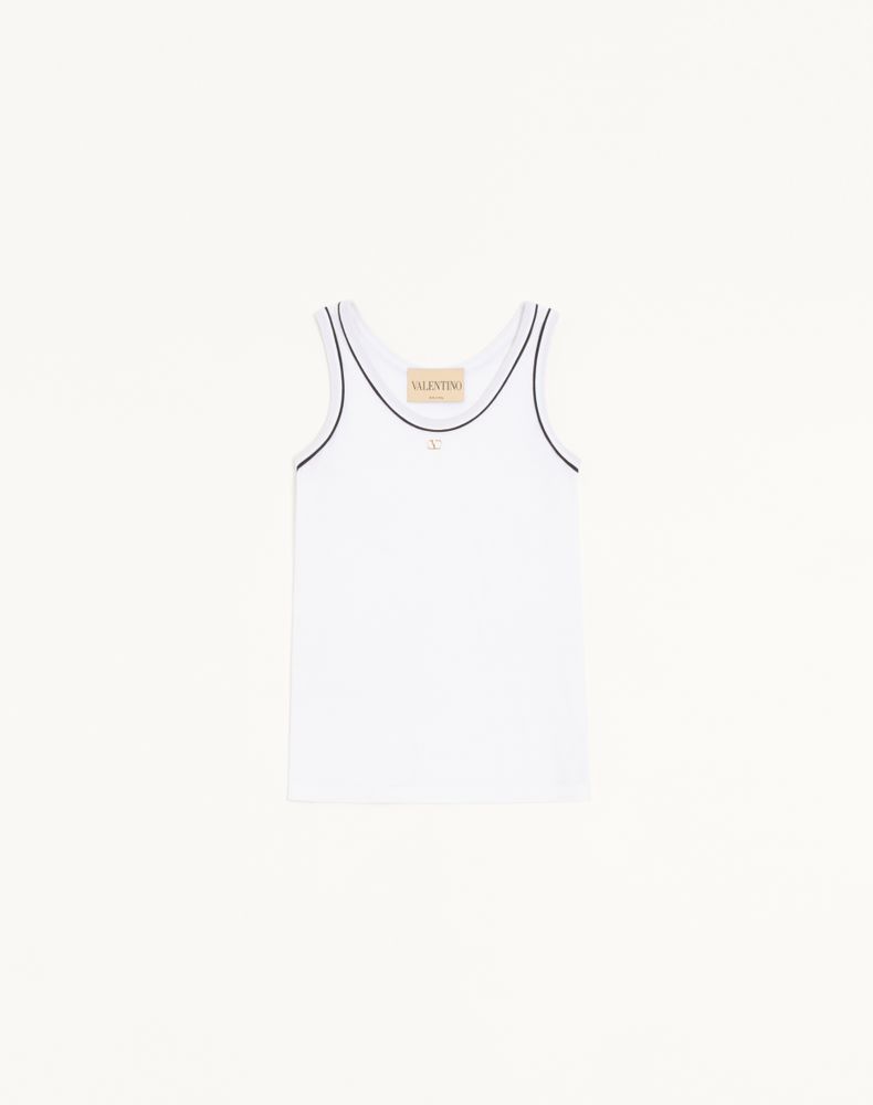 Valentino Women's White/ Black Cotton Jersey Top Woman Xs