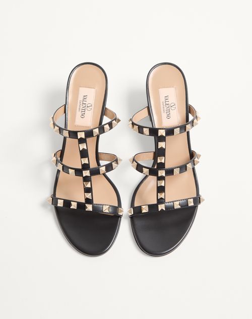 Valentino Garavani - Rockstud Calfskin Leather Slide Sandal 60 Mm - Black - Woman - Sandals