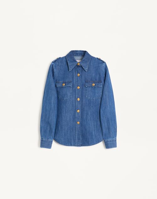 Shop Valentino Lightweight Denim Shirt Woman Denim 46
