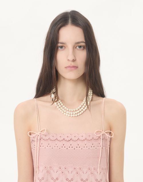 Valentino - Midi Dress In Sangallo With Fleur A Jours Margheritine - Pink - Woman - Dresses