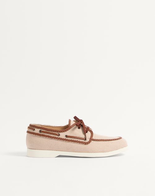 Valentino Men's Palm Avenue Canvas Boat Shoes In Multicolour/tobacco