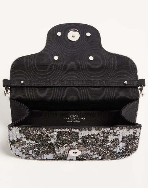 Valentino Garavani - Valentino Garavani Locò Small Embroidered Shoulder Bag With Jewel Logo - Black/silver - Woman - Shoulder Bags