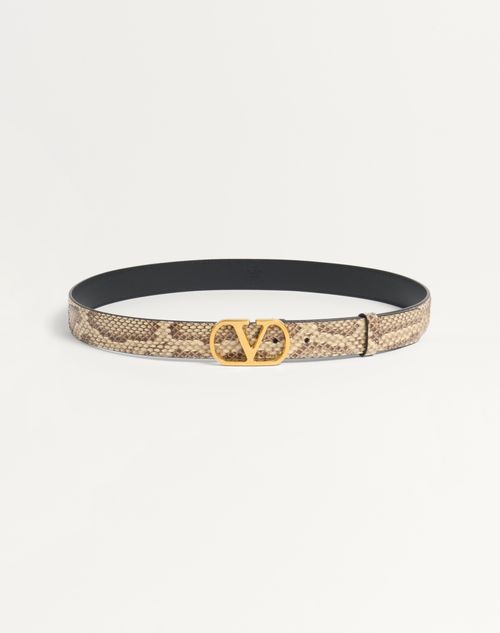 Valentino Garavani - Vロゴ シグネチャー パイソン ベルト 30mm - クリーム - ウィメンズ - ベルト