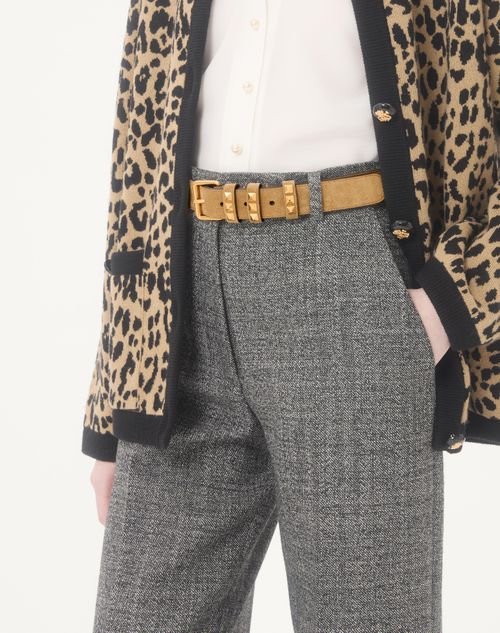 Valentino Garavani - Flaneuse Belt In Suede 30 Mm - Havana Beige - Woman - Belts