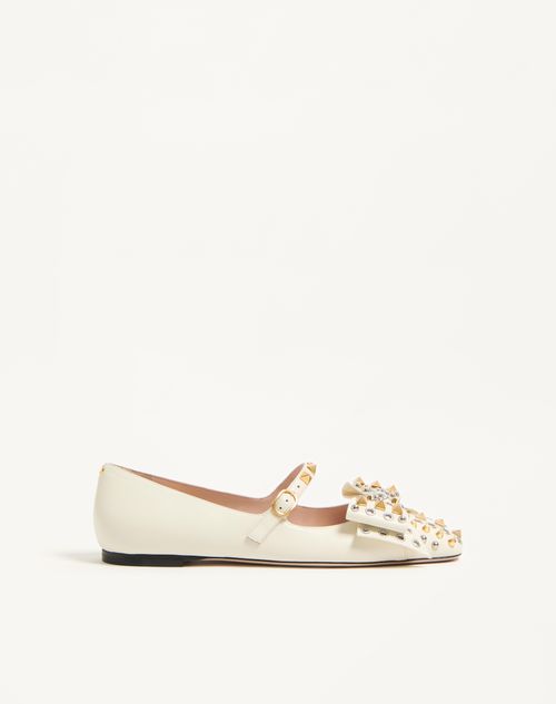 Valentino Mary-jane Bowow Ballerina In Kidskin With Studs