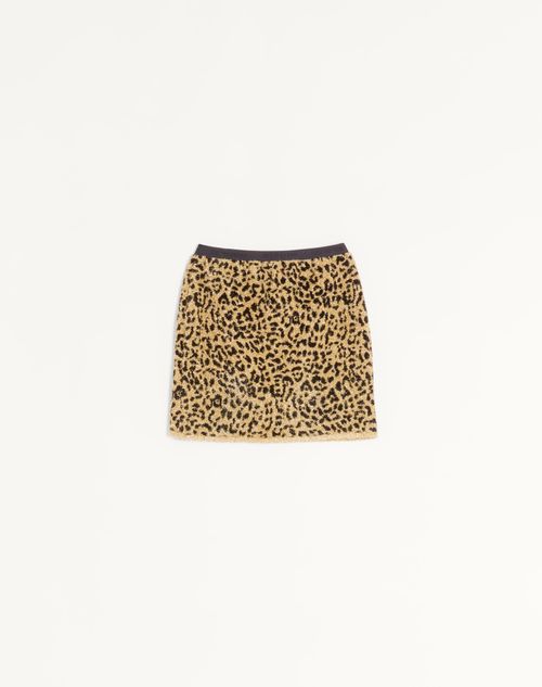 Valentino Jacquard Animal Print Lurex Knit Skirt Woman Animal Print Xs In Brown